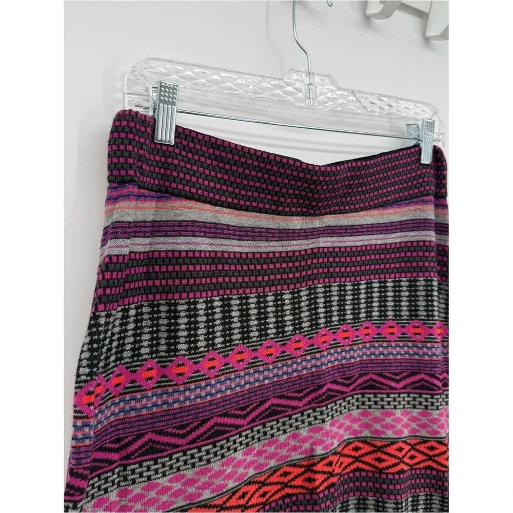 Krimson Klover Purple Merino Sweater Skirt Mini Fair Isle Size Medium Zig Zag